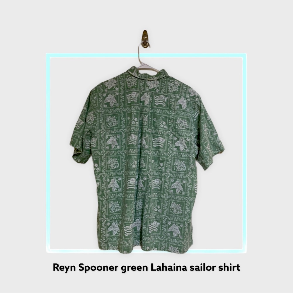 Reyn Spooner green Lahaina sailor aloha shirt XL